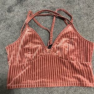 Velvet Striped Crop Top